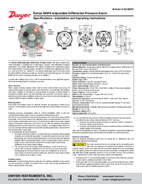 Thumbnail of document Manual - BDPA -  Adjustable Differential Pressure Alarm